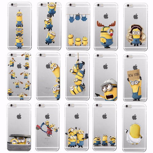 Cute Minions transparent Case phone  For iPhone 7 7Plus 6 6S 6Plus 8 8Plus - myiphonexcase