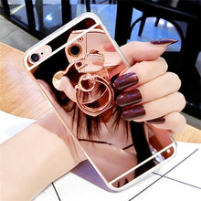 Luxury Soft Mirror With 360 Metal Bear Ring Case Cover For iPhone - myiphonexcase